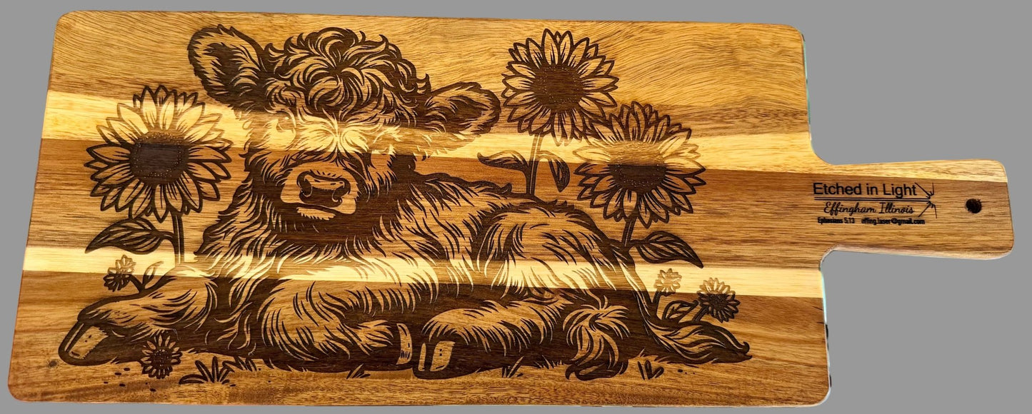 Highland Cow Large cutting board - Heartland Craft LLC
